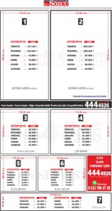 Sözcü vefat ilanı fiyatları