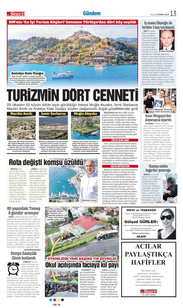 Sözcü Vefat İlanları – 19 Ekim 2025