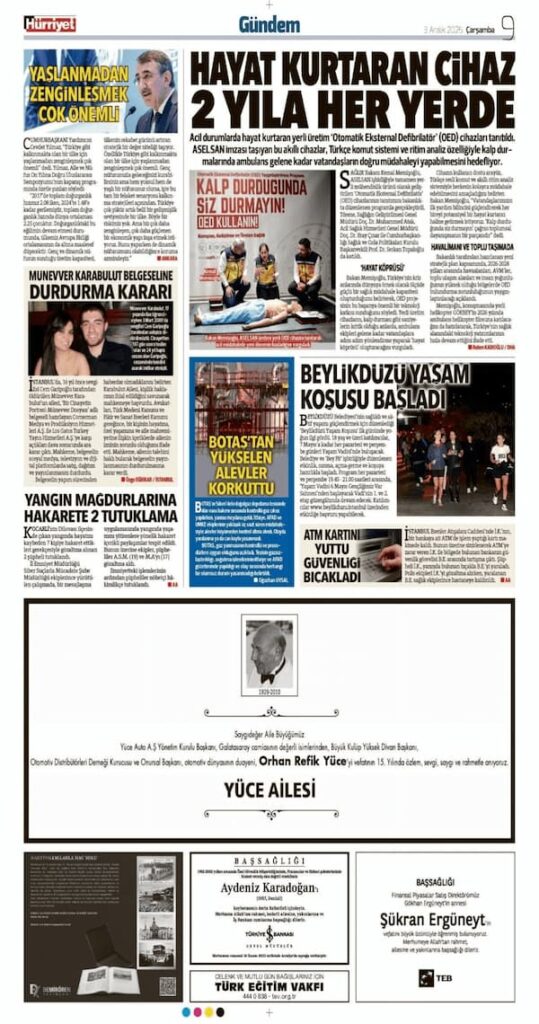 3 Aralık 2025 Sözcü Gazetesi Vefat İlanları Sayfası